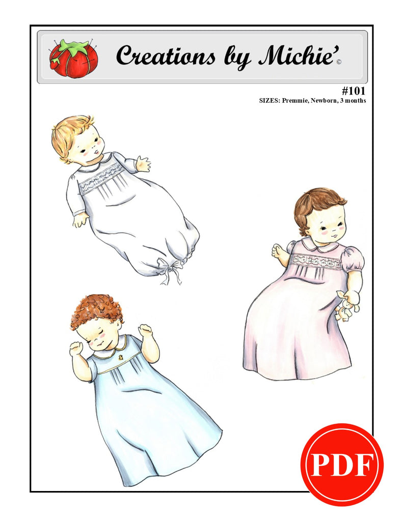 101 - Printable Infant Daygown