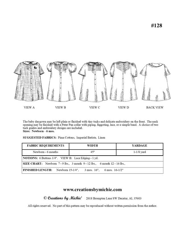 128 - Printable Baby Daygown