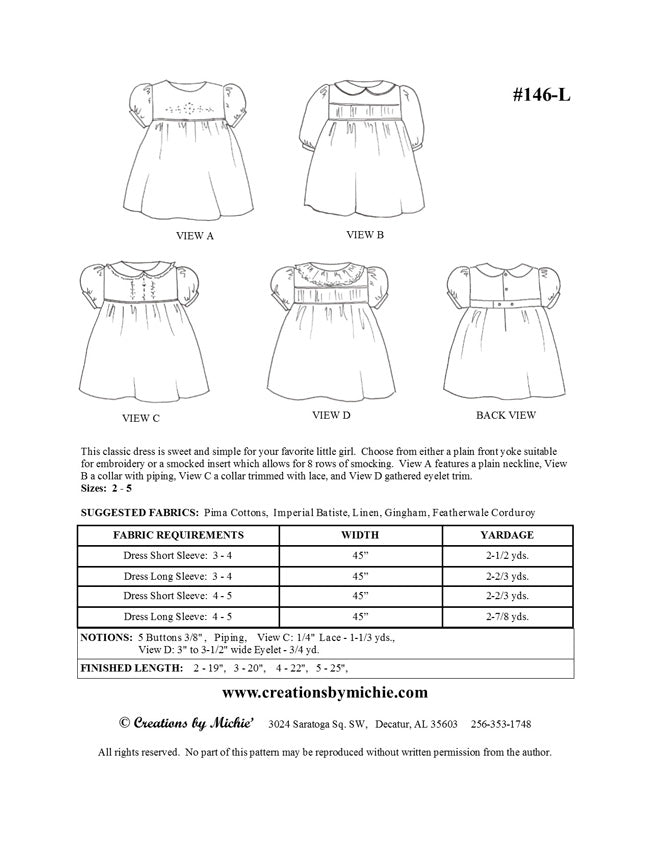 146-L - Printable Girls Dress Large