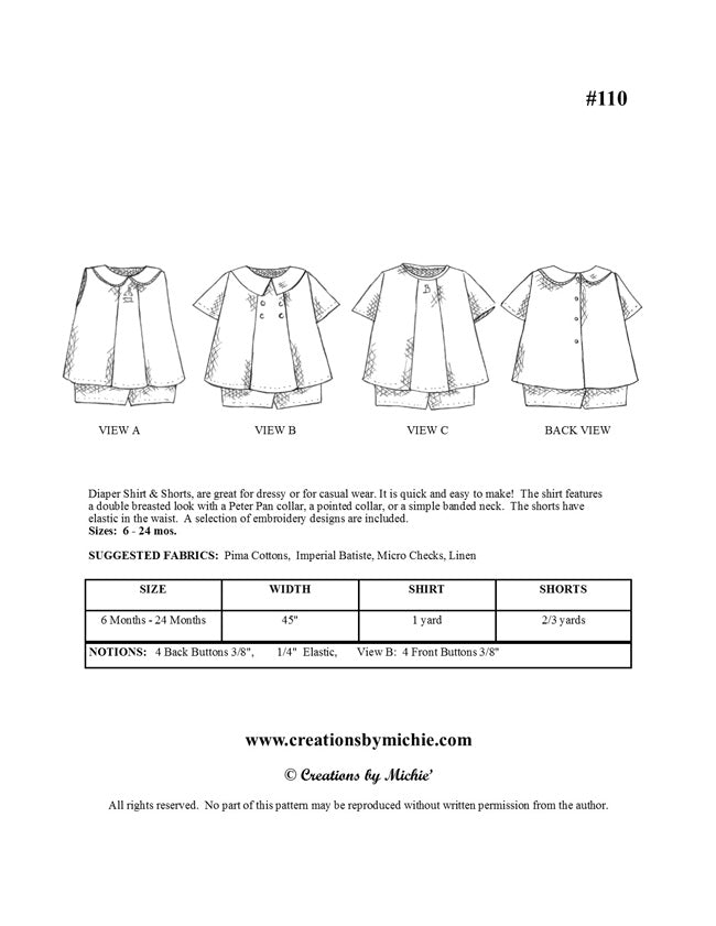 110 - Printable Diaper Shirt & Shorts