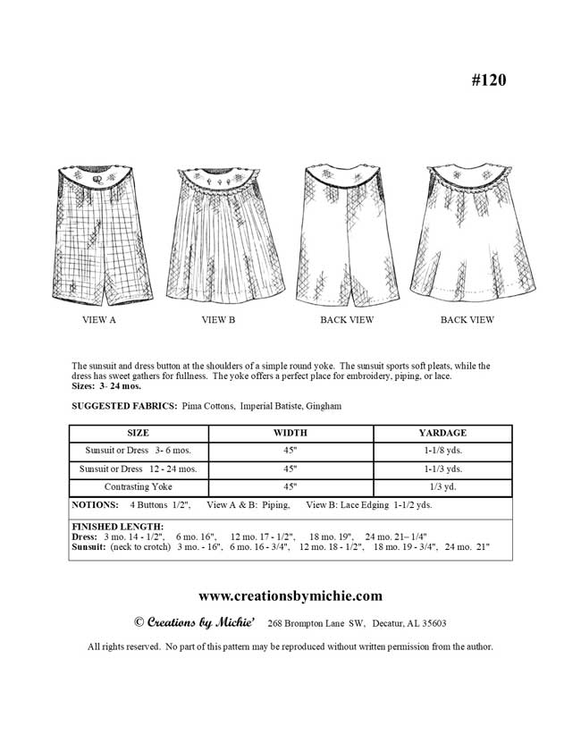 120 - Printable Sunsuit or Dress